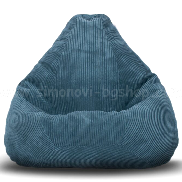 * Poof Lux Large pear with damask stripe Petrol BlueL-75